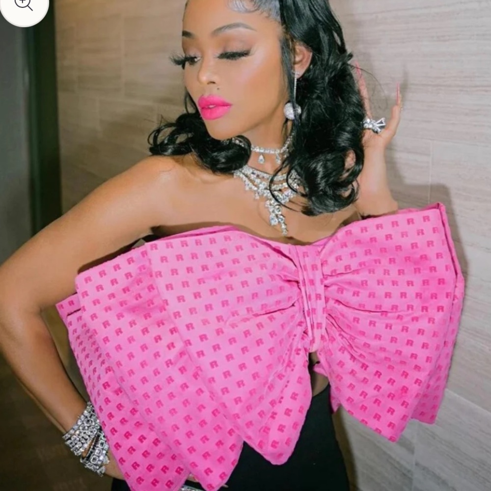 Bold Pink Bow Bandeau Top